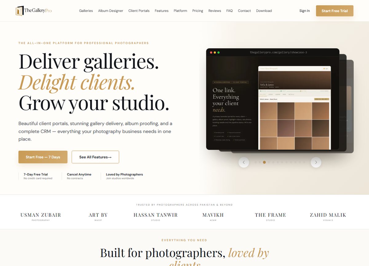 The Gallery Pro platform interface